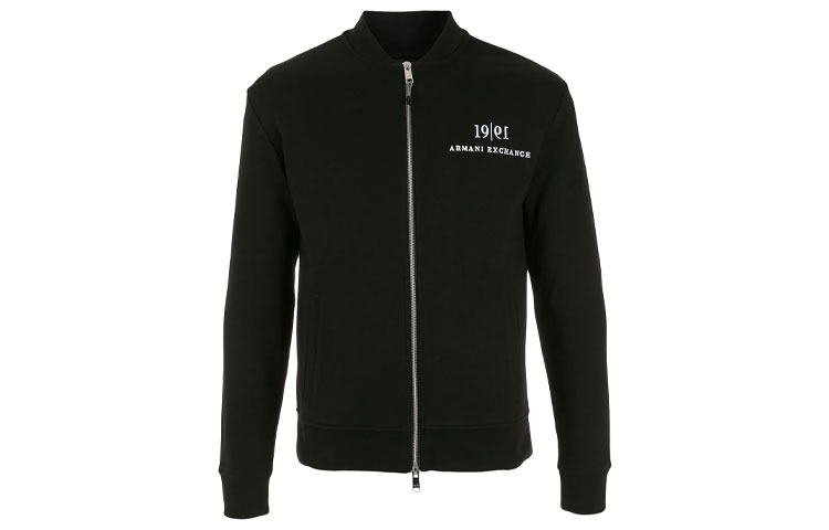 Armani Exchange FW21 Logo Print Solid Zip Jacket Black 6KZMFL-ZJ6HZ-1200