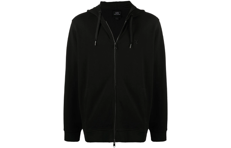Armani Exchange FW21 Rhinestone Logo Black Hoodie Sweatshirt 6KZMAR-ZJ6PZ-1200
