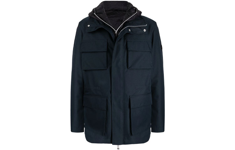 Armani Exchange FW21 Solid Multi-Pocket Zip-Up Hoodie Jacket Navy 6KZK09-ZNJVZ-4520