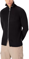 Shop Armani Exchange FW22 黑色純色拉鍊針織外套 6LZE2X-ZM1LZ-1200
