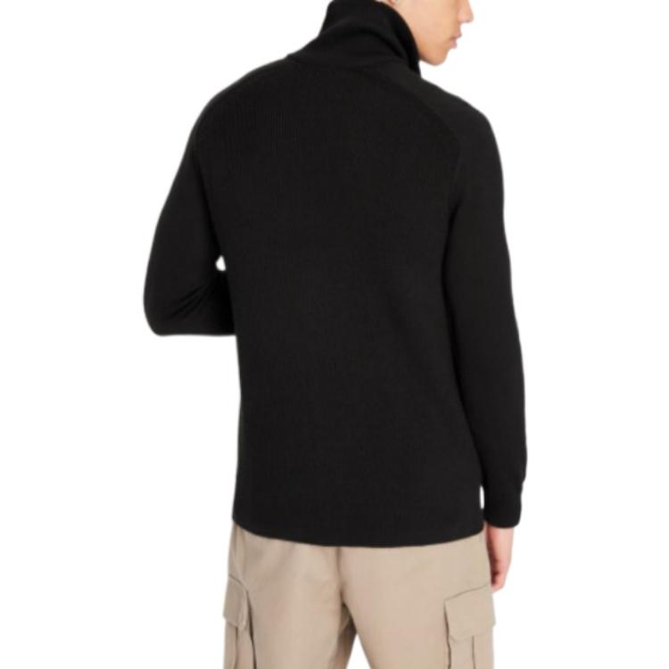 Purchase アルマーニエクスチェンジ FW22 ブラック ソリッドカラー ジップアップニットジャケット 6LZE2X-ZM1LZ-1200