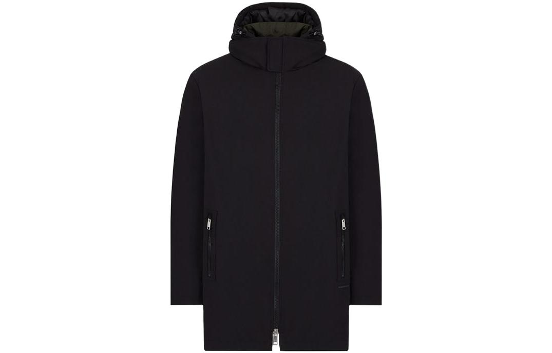 Order ARMANI EXCHANGE FW22  Black Zip-Up Straight-Cut Coat Jacket. 6LZK06-ZNCDZ-7278