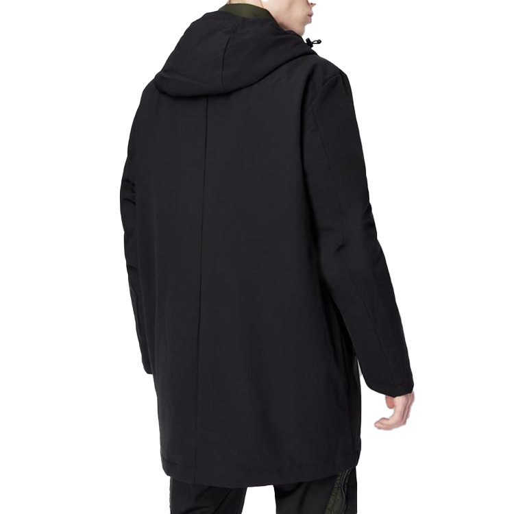 Shop ARMANI EXCHANGE FW22  Black Zip-Up Straight-Cut Coat Jacket. 6LZK06-ZNCDZ-7278