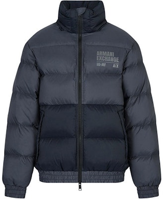 ARMANI EXCHANGE FW22 Colorblock Logo Puffer Jacket - Grey Blue. 6LZB02-ZNUQZ-55HX Order ARMANI EXCHANGE FW22 Colorblock Logo Puffer Jacket - Grey Blue. 6LZB02-ZNUQZ-55HX