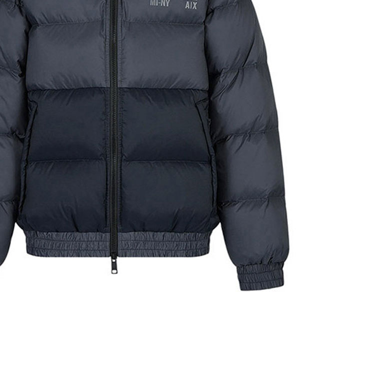 Sizing ARMANI EXCHANGE FW22  Colorblock Logo Puffer Jacket - Grey Blue. 6LZB02-ZNUQZ-55HX