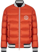 ARMANI EXCHANGE FW22 Quilted Logo Print Jacket Red Brown Striped Colorblock 6LZBL8-ZNWRZ-11498 ARMANI EXCHANGE FW22 Quilted Logo Print Jacket Red Brown Striped Colorblock 6LZBL8-ZNWRZ-11498