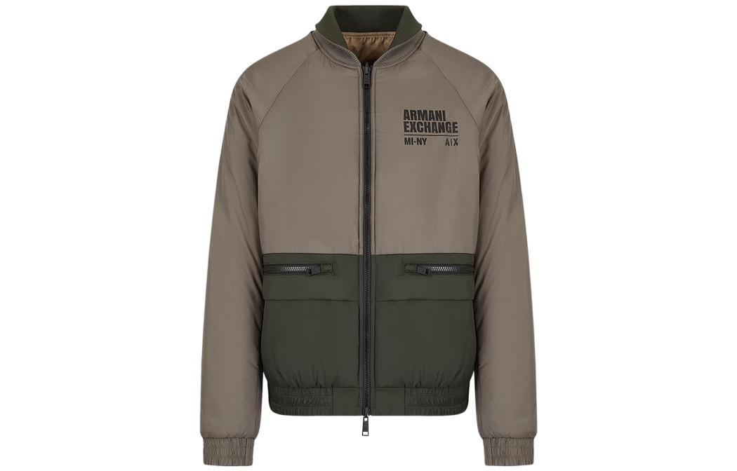 ARMANI EXCHANGE FW22  Reversible Nylon Bomber Jacket Grey/Green. 6LZB01-ZNUQZ-2844
