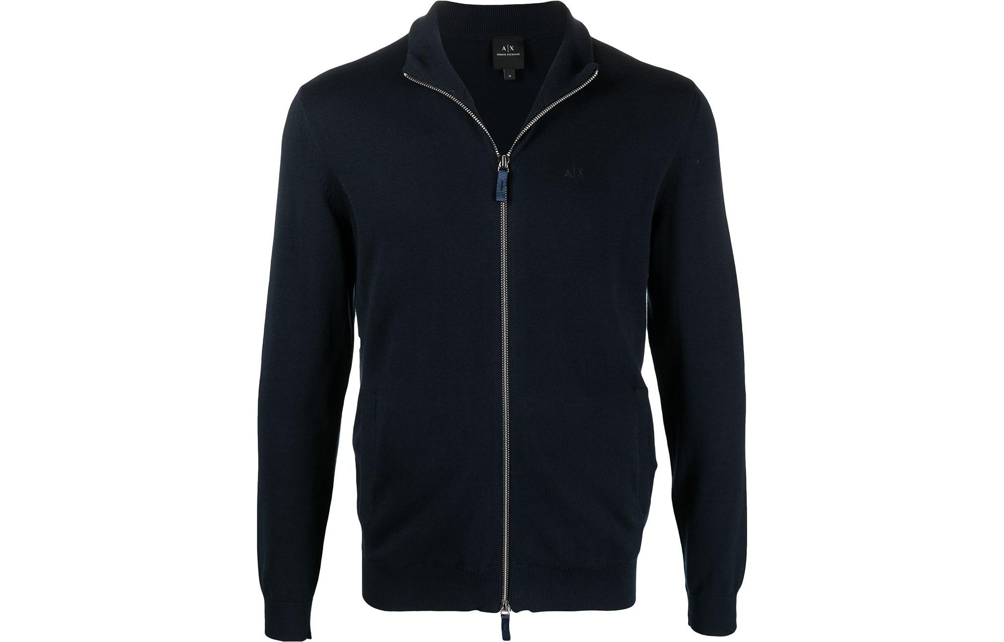 Armani Exchange FW22 ASV Black Solid Color Zip-Up Jacket 8NZE4D-ZM8CZ-1200