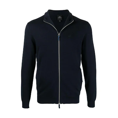 Armani Exchange FW22 ASV Black Solid Color Zip-Up Jacket 8NZE4D-ZM8CZ-1200