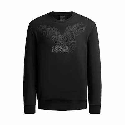 Armani Exchange FW22 Black Crewneck Sweatshirt with Eagle Graphic Print 6LZMHG-ZJ6RZ-1200