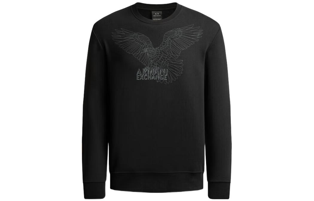Order Armani Exchange FW22 黑色老鷹圖案印花圓領長袖上衣 6LZMHG-ZJ6RZ-1200