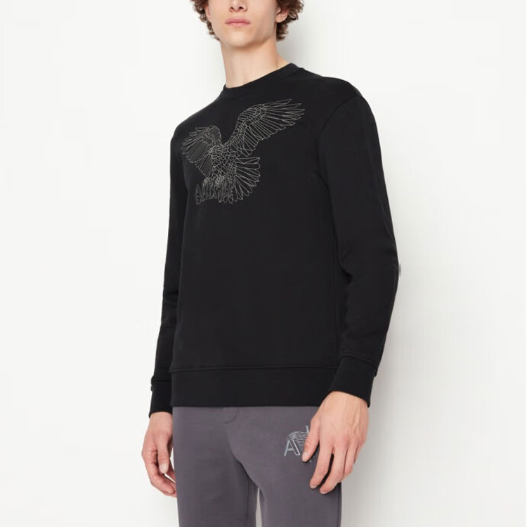 Purchase Armani Exchange FW22 黑色老鷹圖案印花圓領長袖上衣 6LZMHG-ZJ6RZ-1200
