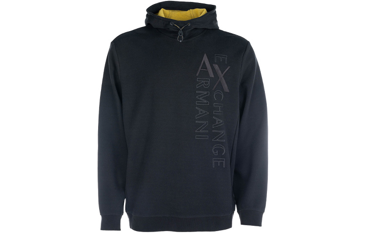 Armani Exchange FW22 Black Logo Print Hoodie Long Sleeve Pullover 6HZMFH-ZJY2ZJ-7241