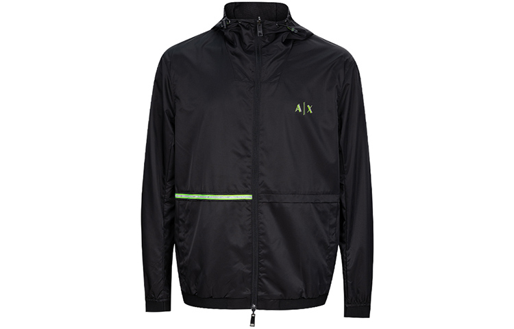 Armani Exchange FW22 Black Logo Print Zip-Up Hoodie Jacket 3KZB11-ZNJ7Z-1200