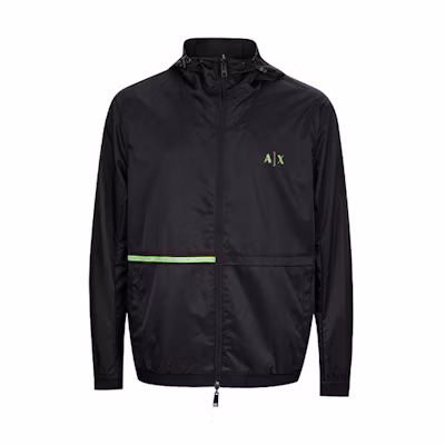 Armani Exchange FW22 Black Logo Print Zip-Up Hoodie Jacket 3KZB11-ZNJ7Z-1200