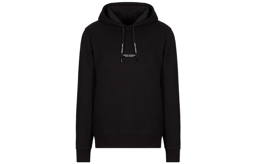 Armani Exchange FW22 Black Logo Pullover Hoodie for Men 8NZM94-ZJKRZ-1200