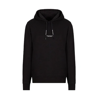 Armani Exchange FW22 Black Logo Pullover Hoodie for Men 8NZM94-ZJKRZ-1200