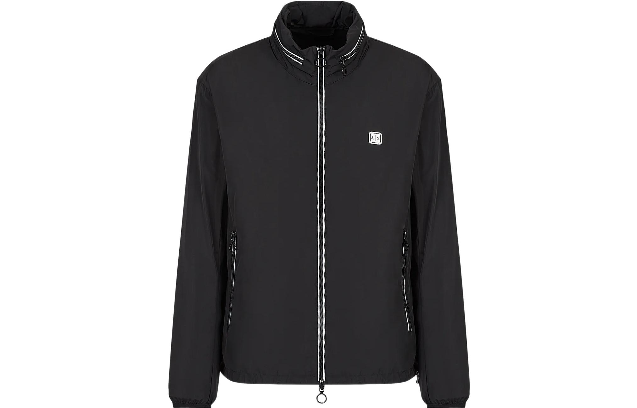 Armani Exchange FW22 Black Solid Multi-Zip Stand Collar Jacket 8NZB07-ZNWFZ-11200