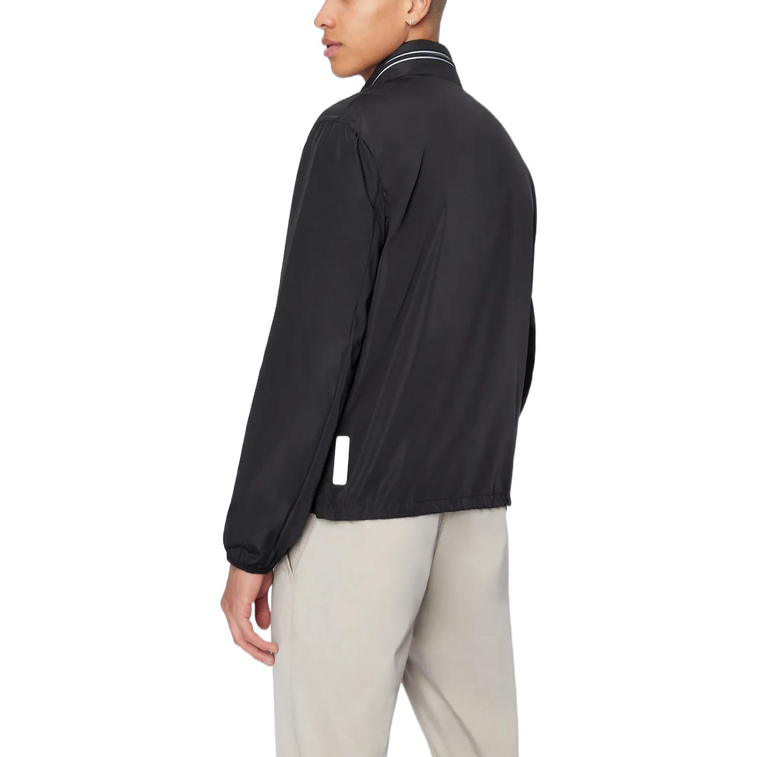 Shop Armani Exchange FW22 Black Solid Multi-Zip Stand Collar Jacket 8NZB07-ZNWFZ-11200