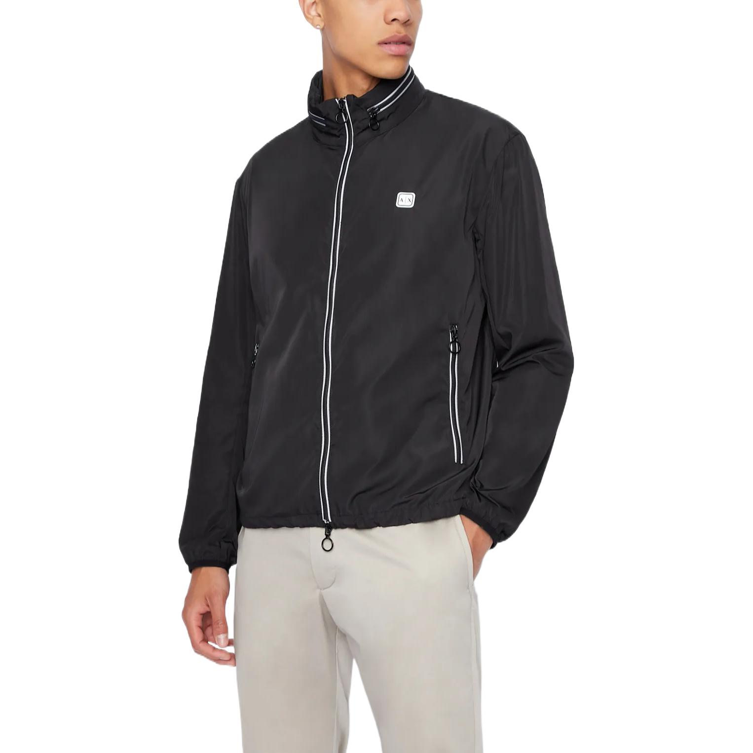 Purchase Armani Exchange FW22 Black Solid Multi-Zip Stand Collar Jacket 8NZB07-ZNWFZ-11200