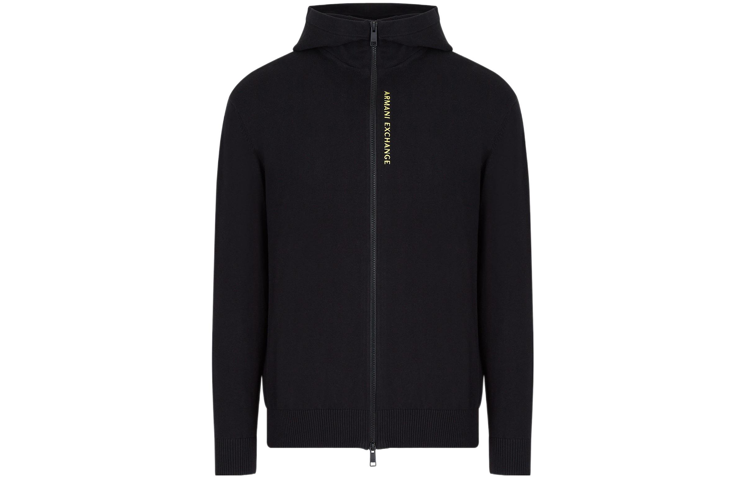 Armani Exchange FW22 Black Solid Zip-Up Hoodie Jacket 3LZE1B-ZMQ7Z-8257