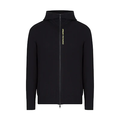 Armani Exchange FW22 Black Solid Zip-Up Hoodie Jacket 3LZE1B-ZMQ7Z-8257
