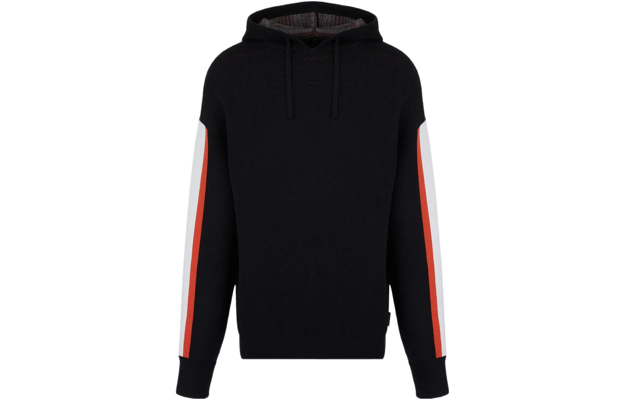 Armani Exchange FW22 Black Striped Colorblock Hooded Sweatshirt 6LZM2Z-ZM1LZ-11583