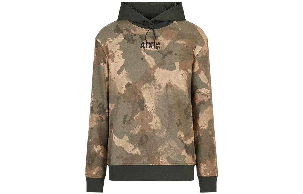 Armani Exchange FW22 Camouflage Yellow Logo Hoodie Men 6LZMFC-ZJXAZ-4876
