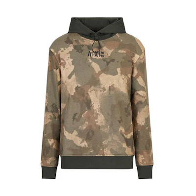 Armani Exchange FW22 Camouflage Yellow Logo Hoodie Men 6LZMFC-ZJXAZ-4876