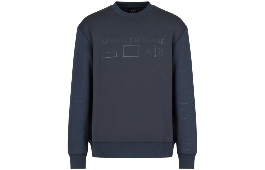Armani Exchange FW22 Chest Logo Crewneck Sweatshirt Navy Blue 6LZMAN-ZJCBZ-125CX