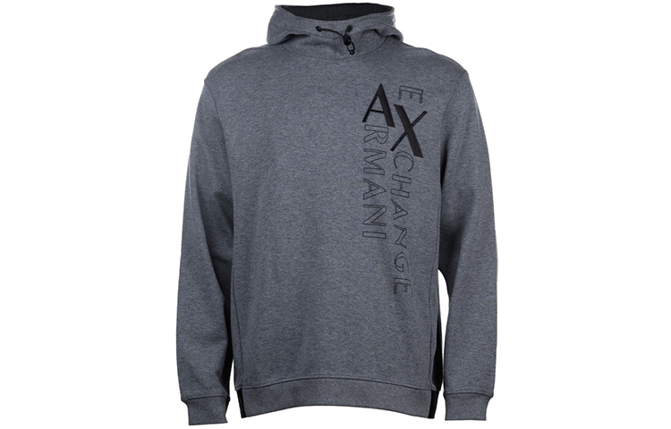 Armani Exchange FW22 Colorblock Logo Print Hoodie Men’s Casual Dark Gray 6HZMFH-ZJY2ZJ-5945