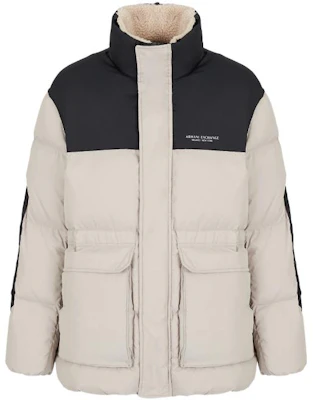 Armani Exchange FW22 Colorblock Logo Print Jacket in Light Khaki Navy 6LZBL2-ZNWMZ-12786 Buy Armani Exchange FW22 Colorblock Logo Print Jacket in Light Khaki Navy 6LZBL2-ZNWMZ-12786