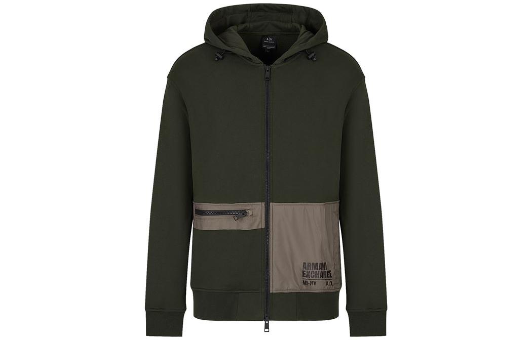 Armani Exchange FW22 Colorblock Logo Print Sweatshirt Dark Green 6LZMFB-ZJXAZ-4875