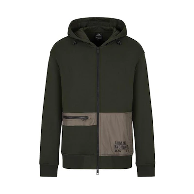 Armani Exchange FW22 Colorblock Logo Print Sweatshirt Dark Green 6LZMFB-ZJXAZ-4875