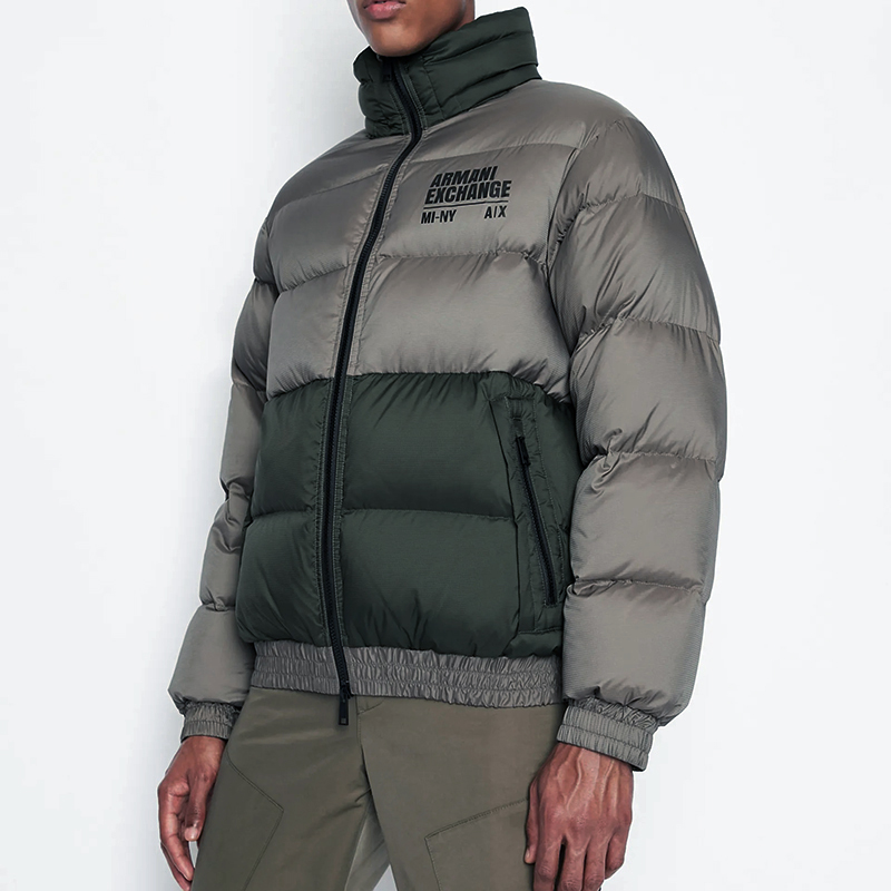 Purchase ARMANI EXCHANGE FW22 拼接Logo連帽羽絨外套 - 暗灰色 6LZB02-ZNUQZ-2845