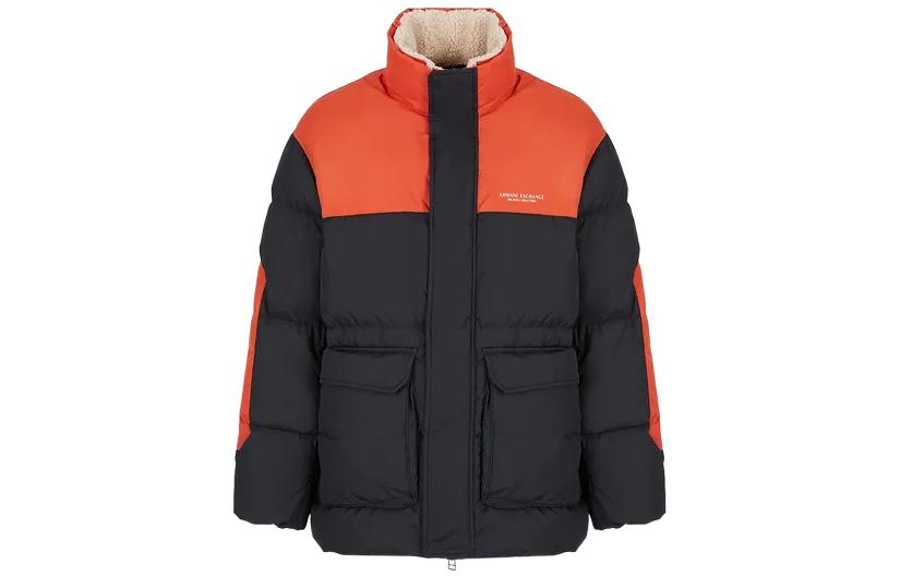 Armani Exchange FW22 Colorblock Pocket Stand Collar Jacket Black Mens 6LZBL2-ZNWMZ-145AB