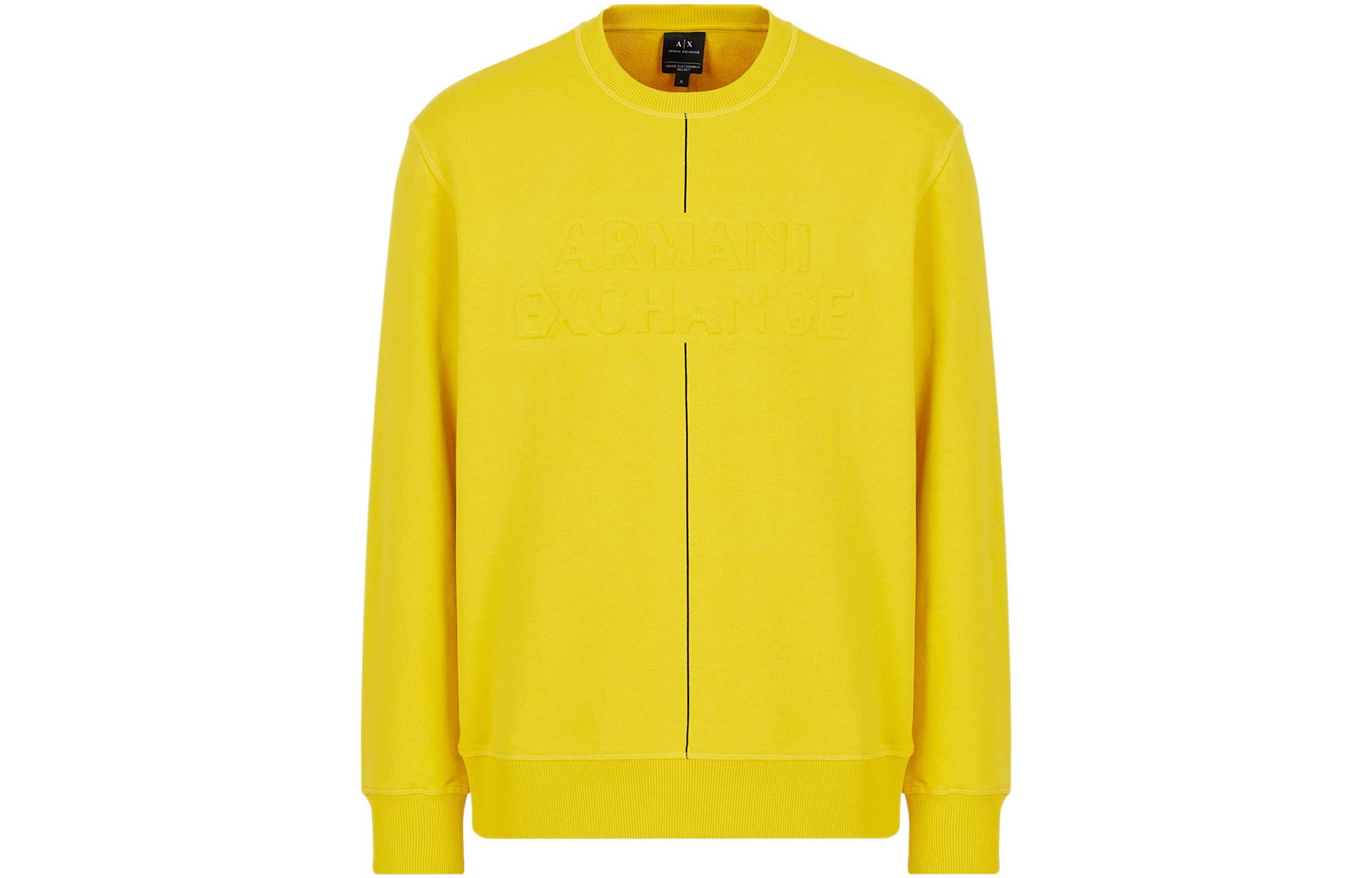 Armani Exchange FW22 Colorblock Striped Logo Embossed Crewneck Sweatshirt Men 3LZMAV-ZJ3UZ-11683