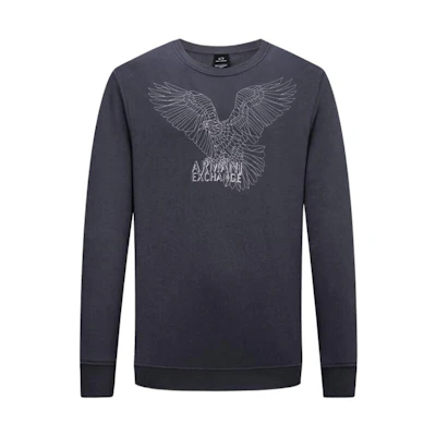 Armani Exchange FW22 Eagle Logo Print Crewneck Sweatshirt Men’s Dark Gray 6LZMHG-ZJ6RZ-1978