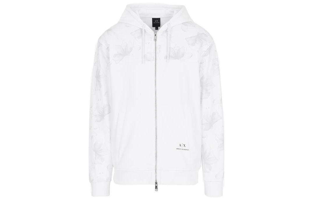 Armani Exchange FW22 Graphic Print Zip Hoodie White - 3LZMKB-ZJ8MZ-181AG