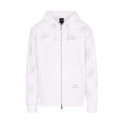 Armani Exchange FW22 Graphic Print Zip Hoodie White - 3LZMKB-ZJ8MZ-181AG
