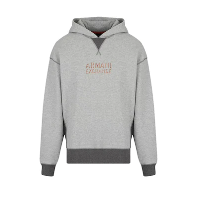 Armani Exchange FW22 Gray Letter Print Pullover Hoodie for Men 6LZMBC-ZJBLZ-49AF