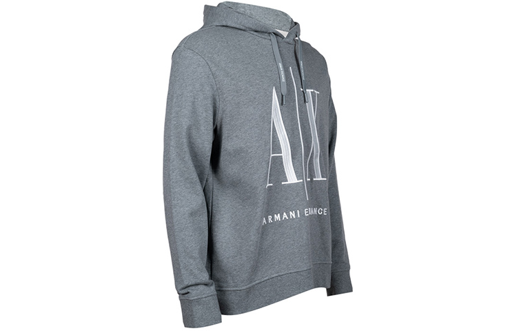 Shop Armani Exchange FW22 灰色連帽衫配色拼接刺繡標誌 8NZMPC-ZJ1ZZ-3930