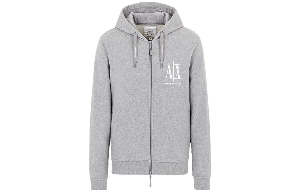 Armani Exchange FW22 Icon Logo Zip Hoodie Dark Gray 8NZMPP-ZJ1ZZ-3930