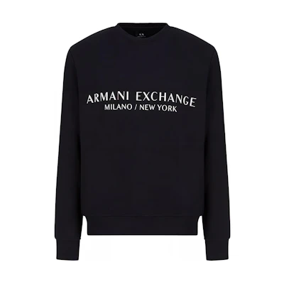 Armani Exchange FW22 Logo Print Crewneck Sweatshirt Navy Blue () 8NZM88-ZJKRZ-1510