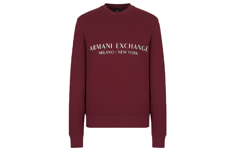 Armani Exchange FW22 Logo Print Pullover Crewneck Sweatshirt Maroon - 8NZM88-ZJKRZ-1440