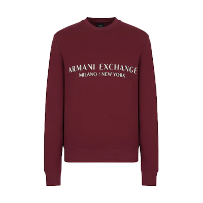 Armani Exchange FW22 Logo Print Pullover Crewneck Sweatshirt Maroon - 8NZM88-ZJKRZ-1440