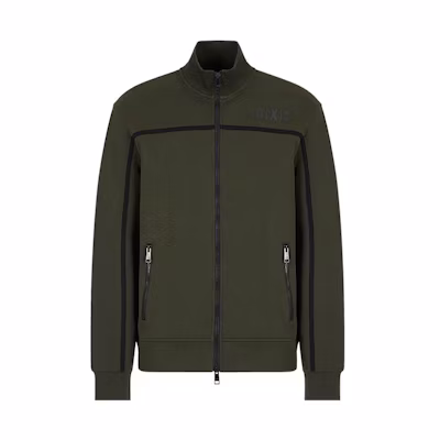 Armani Exchange FW22 Logo Print Striped Zip Jacket Men’s Dark Green 6LZMFD-ZJ5NZ-1851