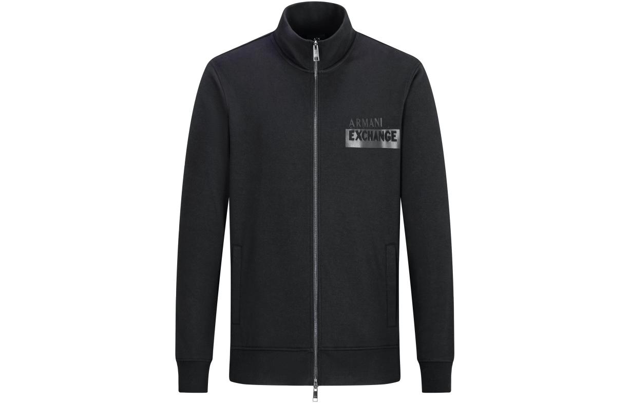 Armani Exchange FW22 Logo Print Zip-Up Sweatshirt Black 6LZMBF-ZJCAZ-1200