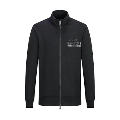 Armani Exchange FW22 Logo Print Zip-Up Sweatshirt Black 6LZMBF-ZJCAZ-1200