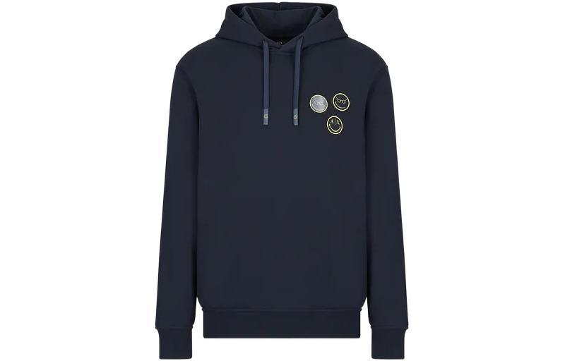 Armani Exchange FW22 Logo Printed Navy Blue Hoodie 6LZMJC-ZJ6HZ-1510